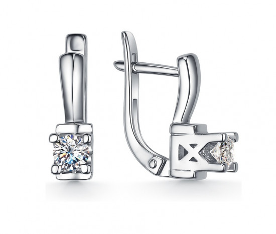 Серьги из серебра с фианитами