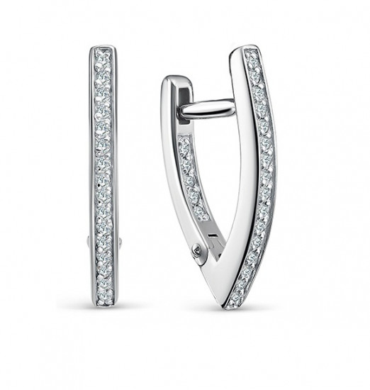 Серьги из серебра с фианитами