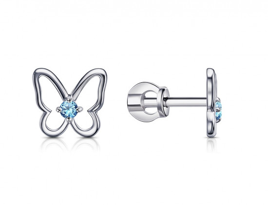 Серьги из серебра с фианитами