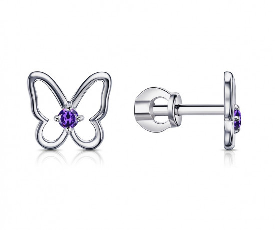 Серьги из серебра с фианитами