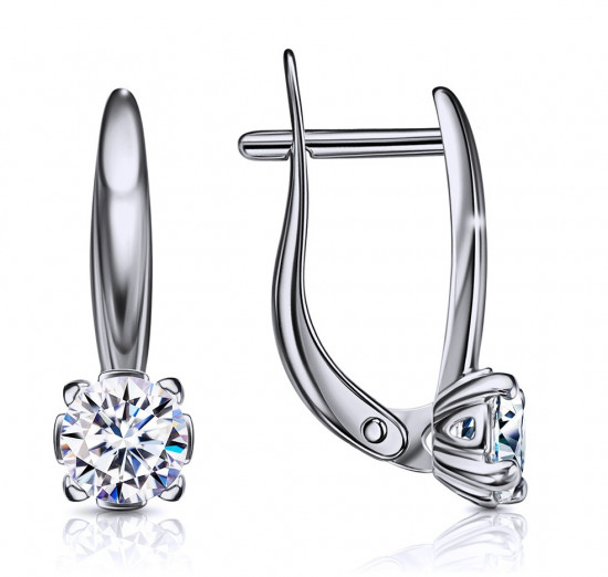 Серьги из серебра с фианитами