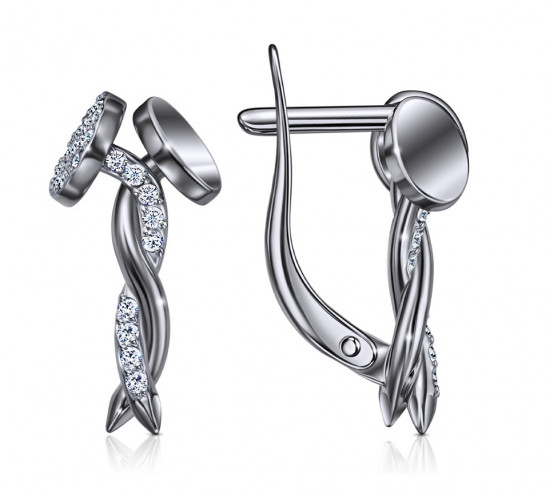 Серьги из серебра с фианитами