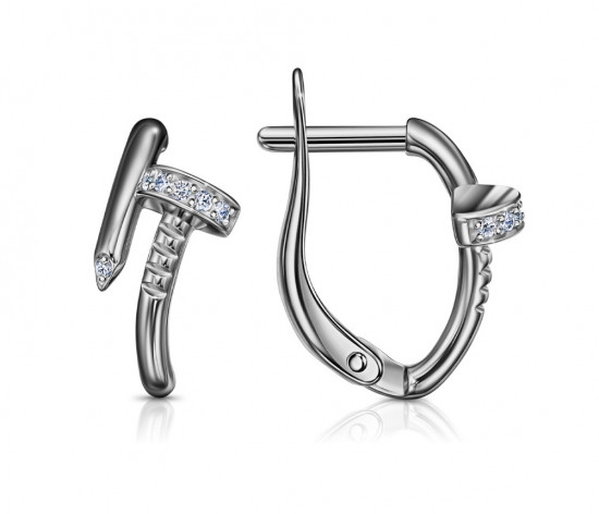 Серьги из серебра с фианитами