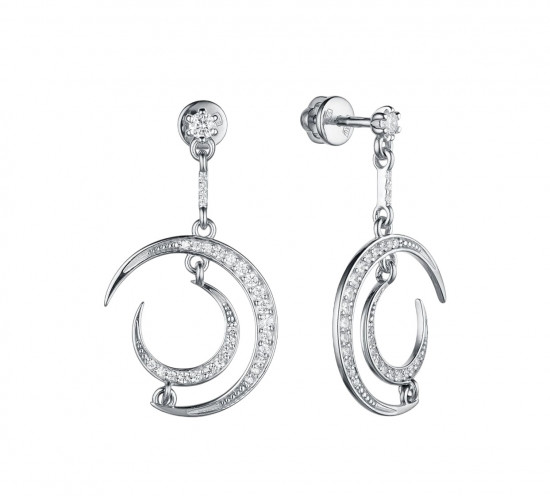 Серьги из серебра с фианитами