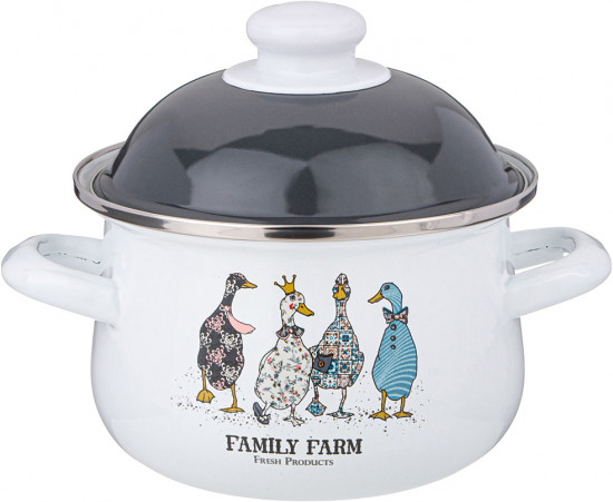 Кастрюля эмалированная с крышкой «Family farm»