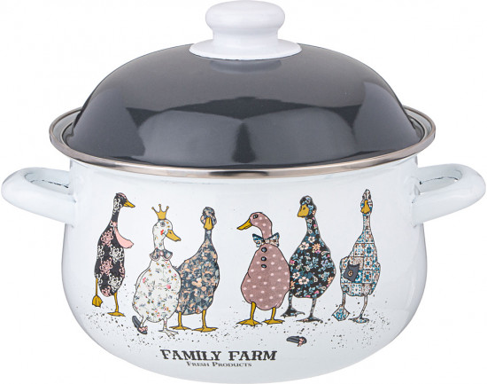 Кастрюля эмалированная с крышкой «Family farm»
