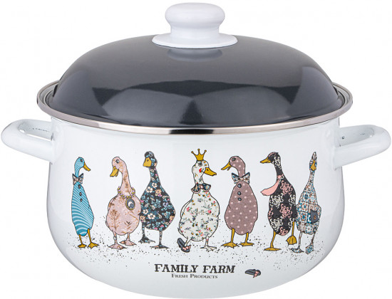 Кастрюля эмалированная с крышкой «Family farm»