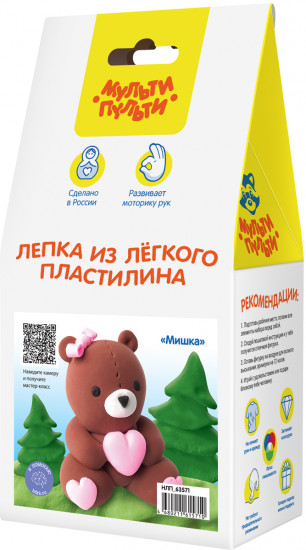 Набор для лепки из лёгкого пластилина «Мишка»