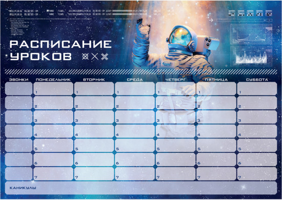 Планер магнитный «Расписание уроков»