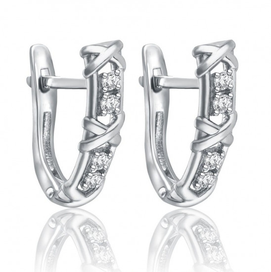 Серьги из серебра с фианитами