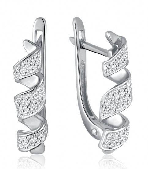 Серьги из серебра с фианитами