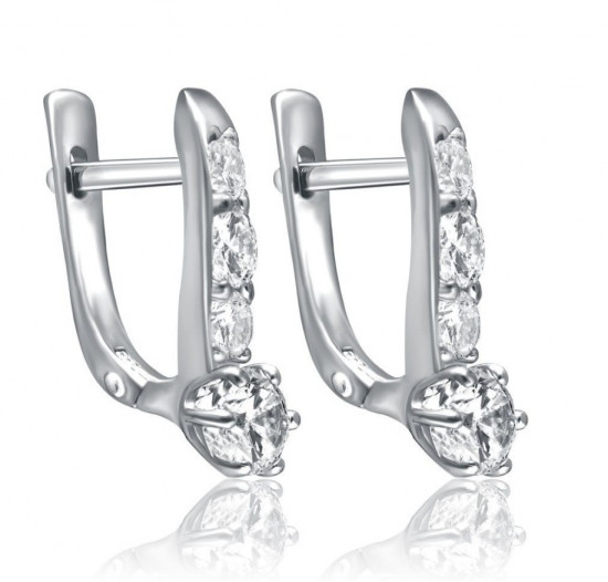 Серьги из серебра с фианитами