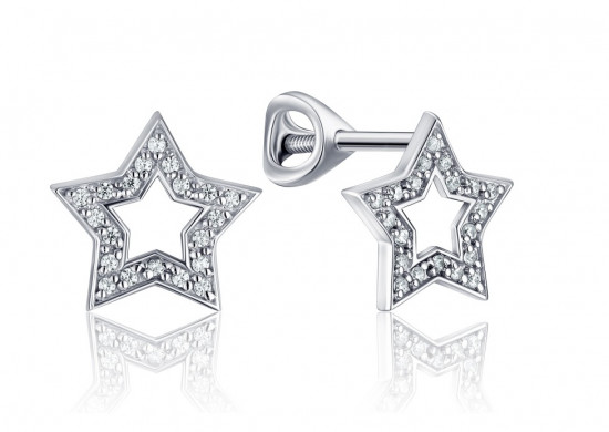 Серьги из серебра с фианитами