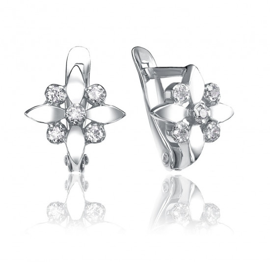 Серьги из серебра с фианитами