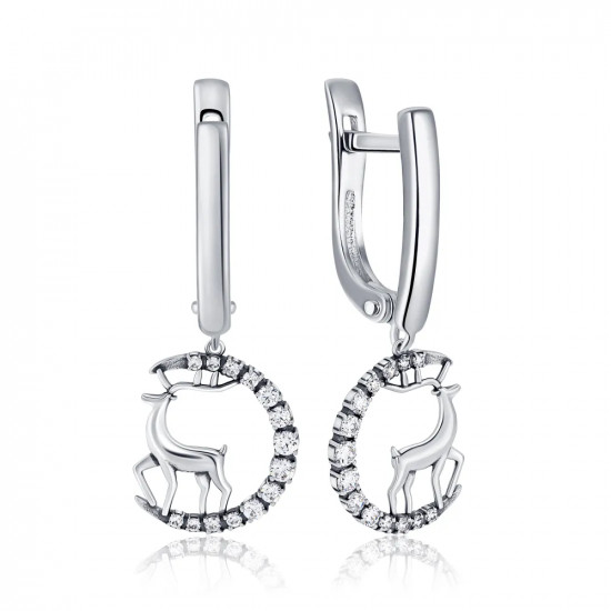 Серьги из серебра с фианитами