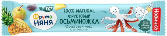 Кусочки фруктовые из груш, яблок, слив и ананасов «Осьминожка»
