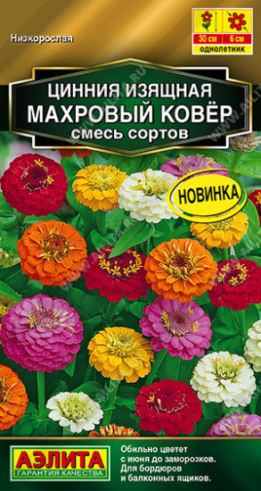 Цинния, смесь сортов «Махровый ковер»