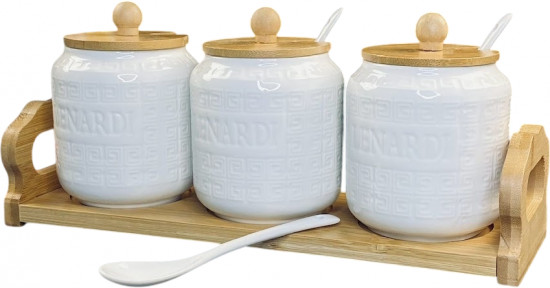 Набор банок для специй с ложками на подставке «Bamboo»
