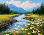 Картина по номерам «Ромашки у реки»