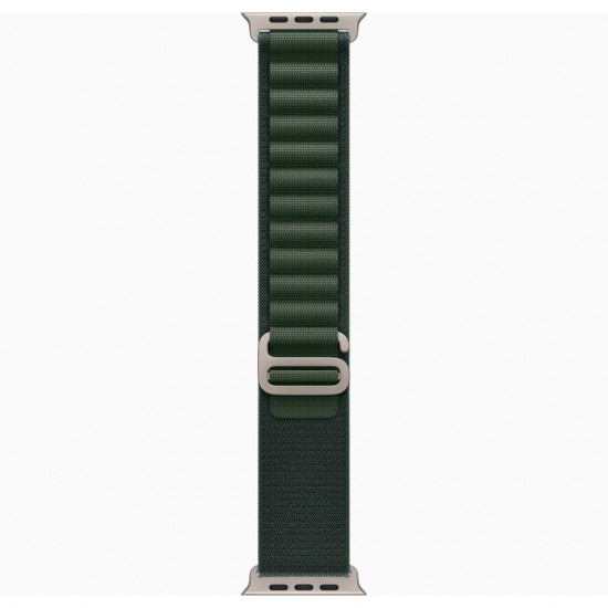 Ремешок для Apple Watch 49mm Dark Green Alpine Loop - Medium - Natural Titanium Finish