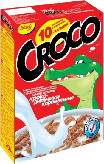 Завтраки готовые витаминизированные глазированные «Croco. Крокодильчики карамельные»