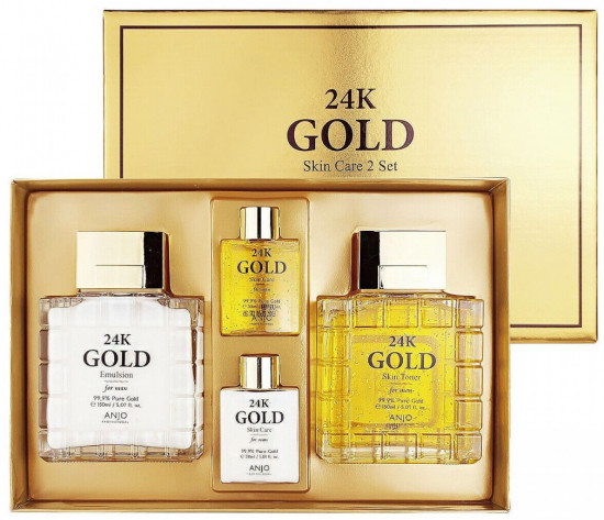 Мужской набор средств по уходу за кожей «24K Gold Skin Care 2 Set For Man Anjo»