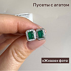 Серьги из серебра с агатом и фианитами
