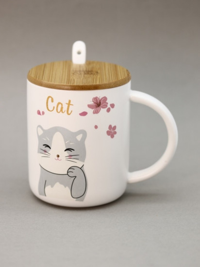 Кружка с крышкой и ложкой «Lovely kitten»