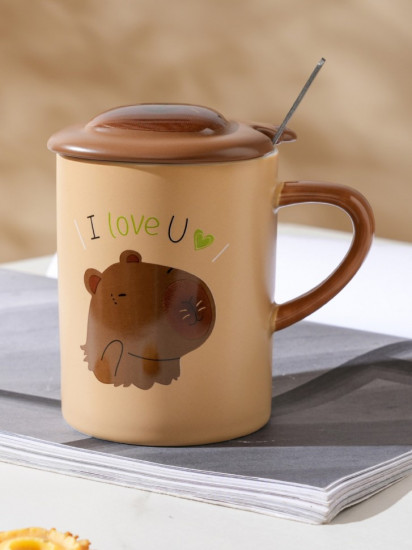 Кружка с крышкой и ложкой «Capybara I love u»