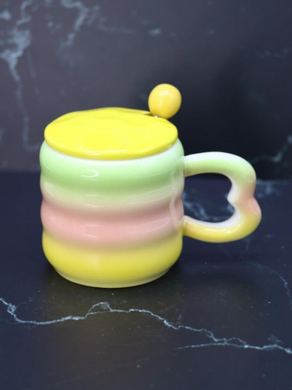 Кружка с крышкой и ложкой «Rainbow gradient»