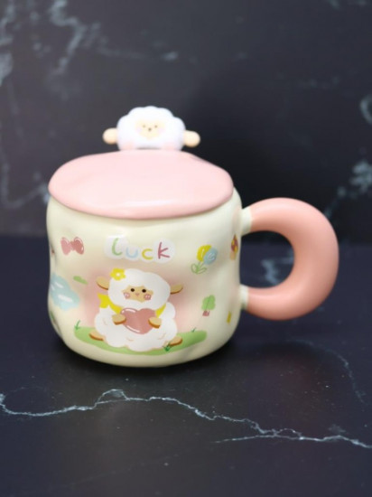 Кружка с крышкой и ложкой «Lucky sheep»