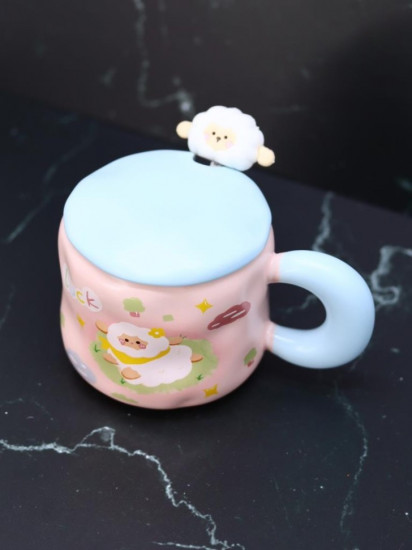 Кружка с крышкой и ложкой «Lucky sheep»