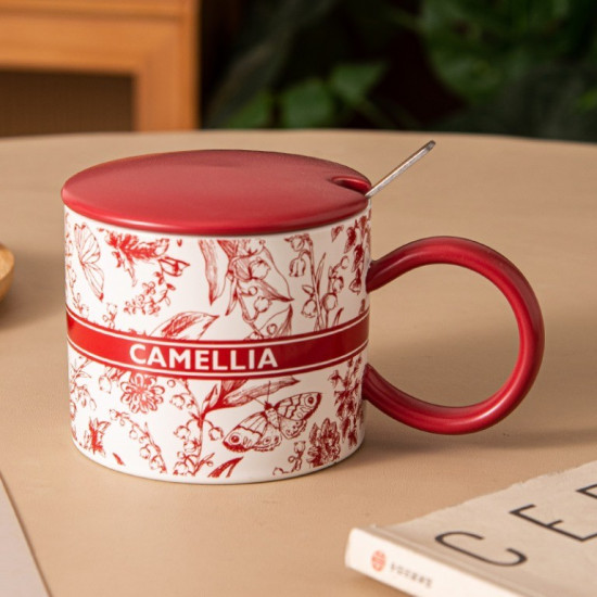 Кружка с крышкой и ложкой «Camelia»