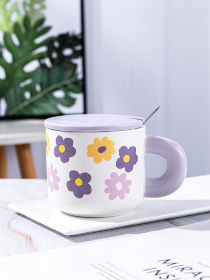Кружка с крышкой и ложкой «Flower power»