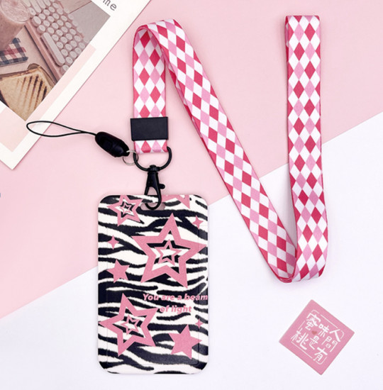 Футляр для карты на ленте «Shining pink stars»