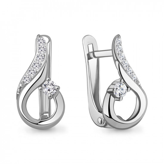 Серьги из серебра с фианитами