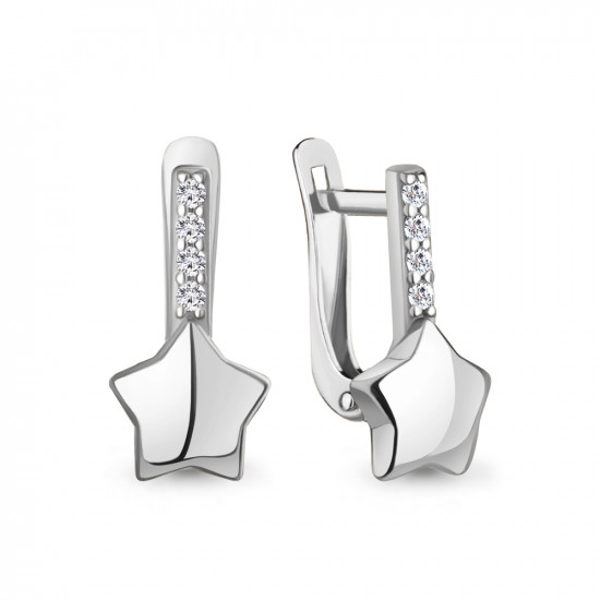 Серьги из серебра с фианитами