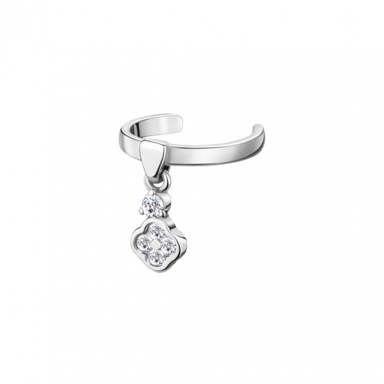 Серьга из серебра с фианитами