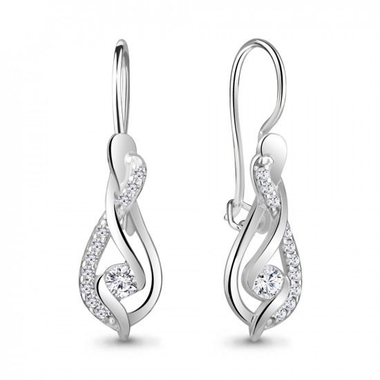 Серьги из серебра с фианитами