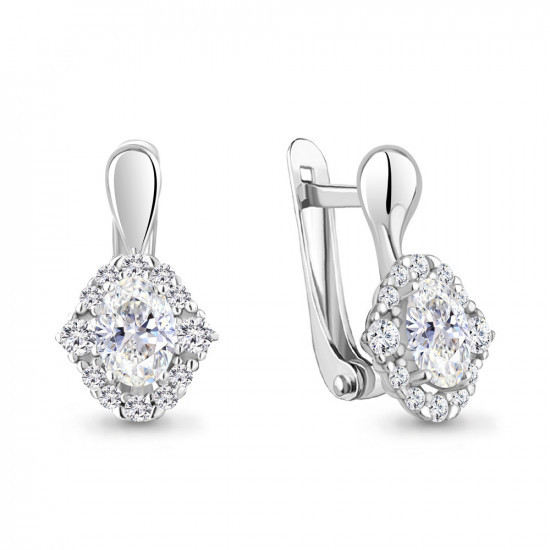 Серьги из серебра с фианитами