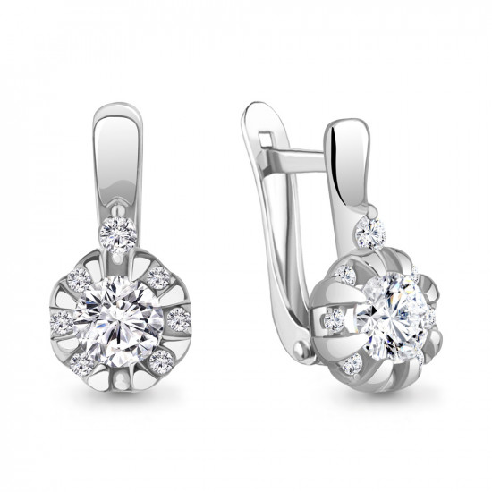 Серьги из серебра с фианитами