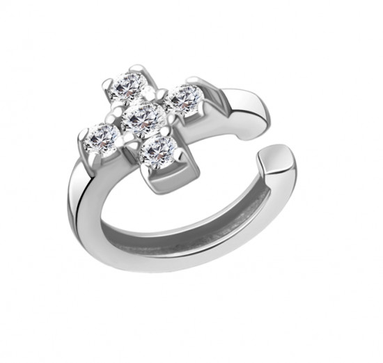 Серьга из серебра с фианитами