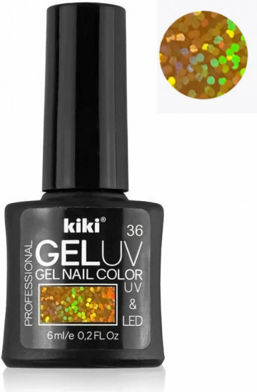 Гель-лак для ногтей «Gel Uv & Led», оттенок 36 Золотистый металлик с блестками