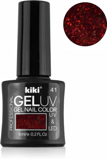 Гель-лак для ногтей «Gel Uv & Led», оттенок 41 Красный с блестками