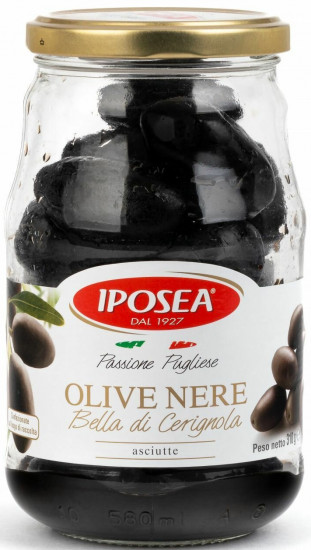Маслины с косточкой без жидкости Olive Nere Bella di Cerignola «Белла ди Чериньола»