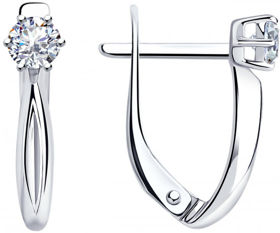 Серьги из серебра с фианитами