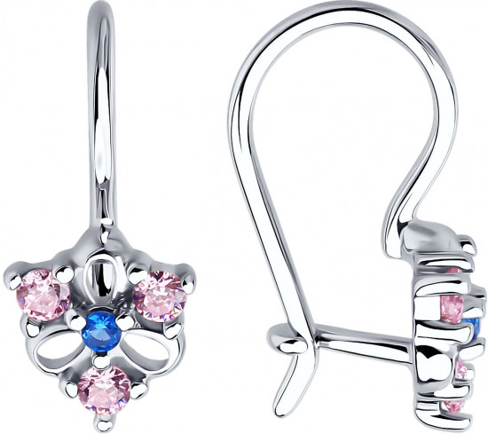 Серьги из серебра с фианитами