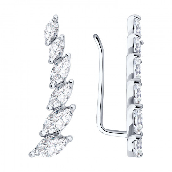 Серьги из серебра с фианитами
