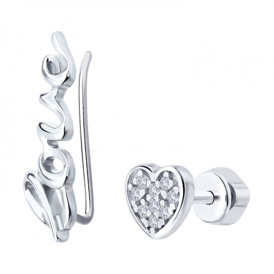 Серьги из серебра с фианитами