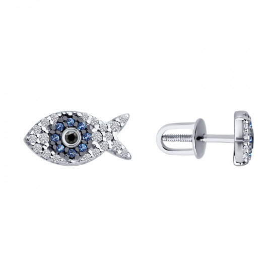 Серьги из серебра с фианитами
